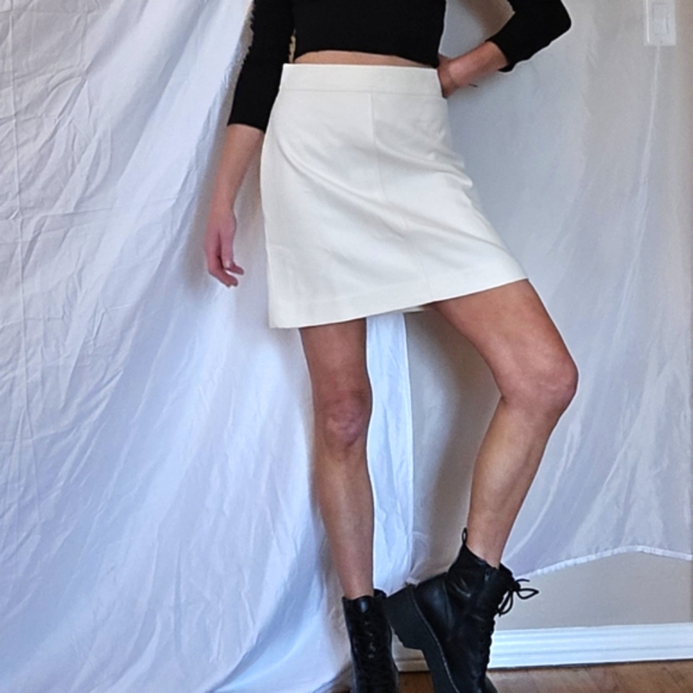 J.CREW Princess Double Serge Wool Ivory Mini Skirt Size 6 #K2121